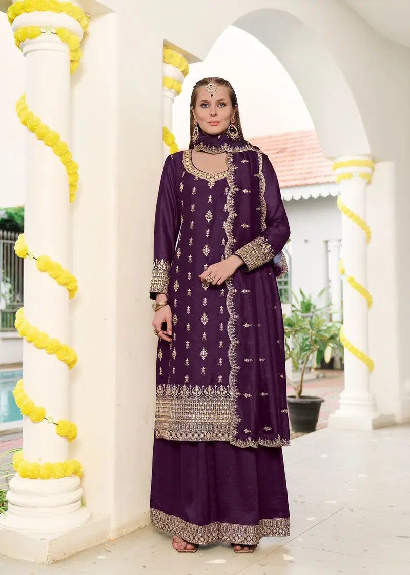 Sanika Sangeet Vichitra Silk Embroidered Salwar Kameez-