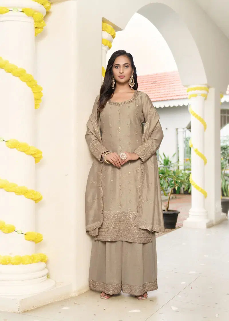 Sanika Sangeet Vichitra Silk Embroidered Salwar Kameez-