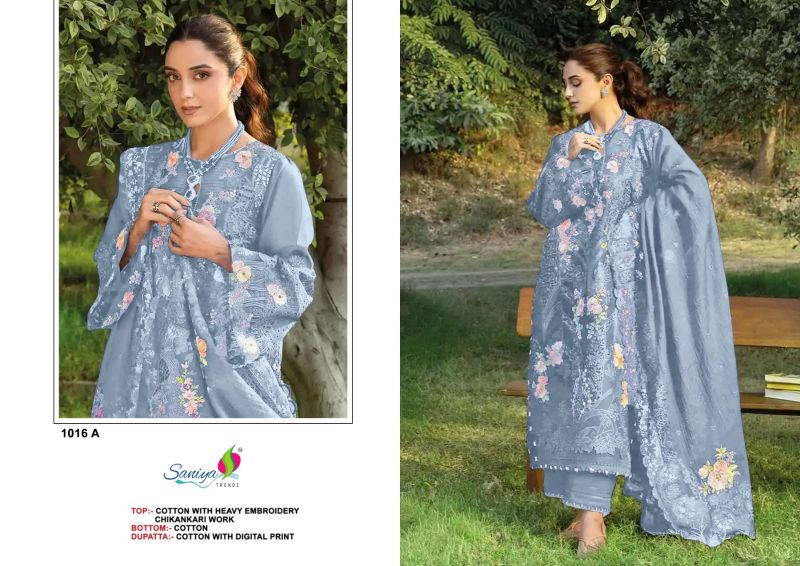Saniya 1016 A To D Cotton Chikankari Embroidered Salwar Kameez
