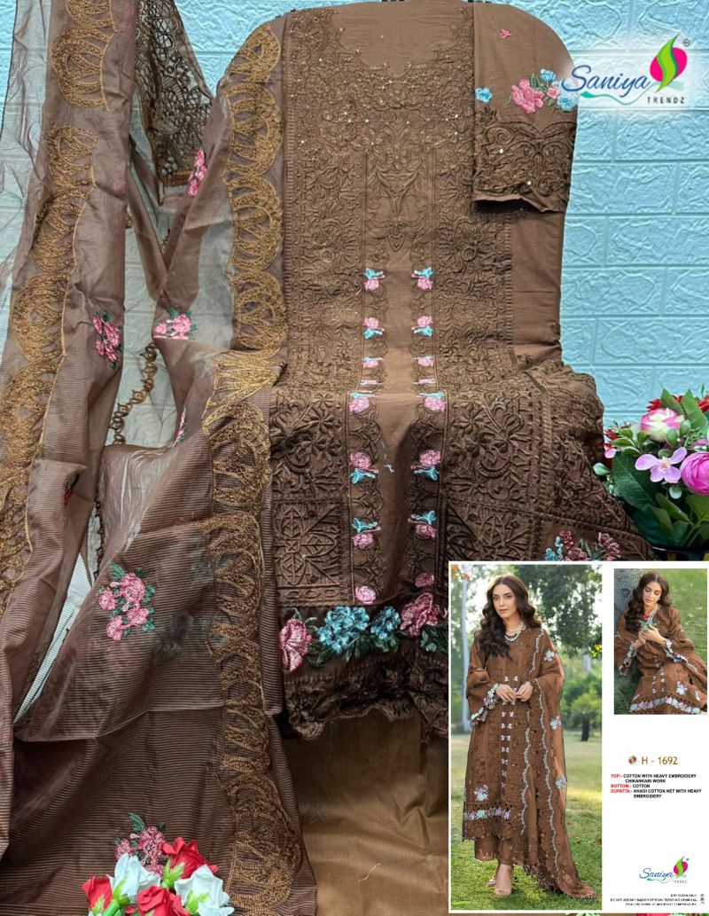 Saniya Elaf Premium 1692 Cotton Embroidered Salwar Kameez