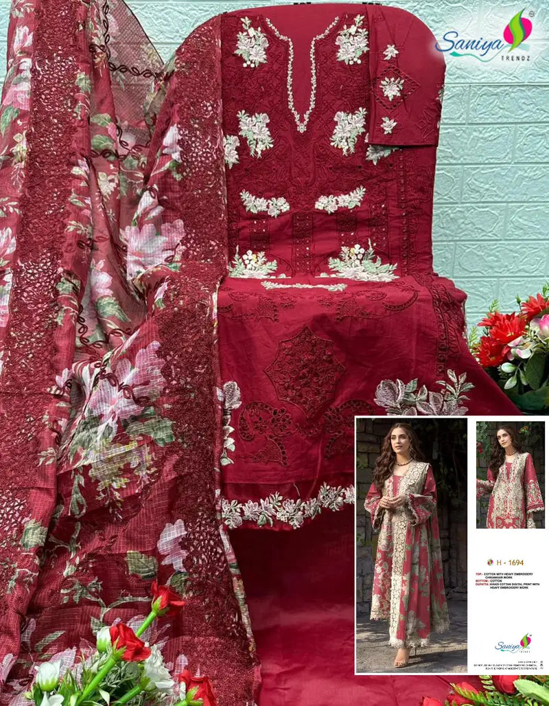 Saniya 1694 Cotton Chikankari Embroidered Salwar Kameez