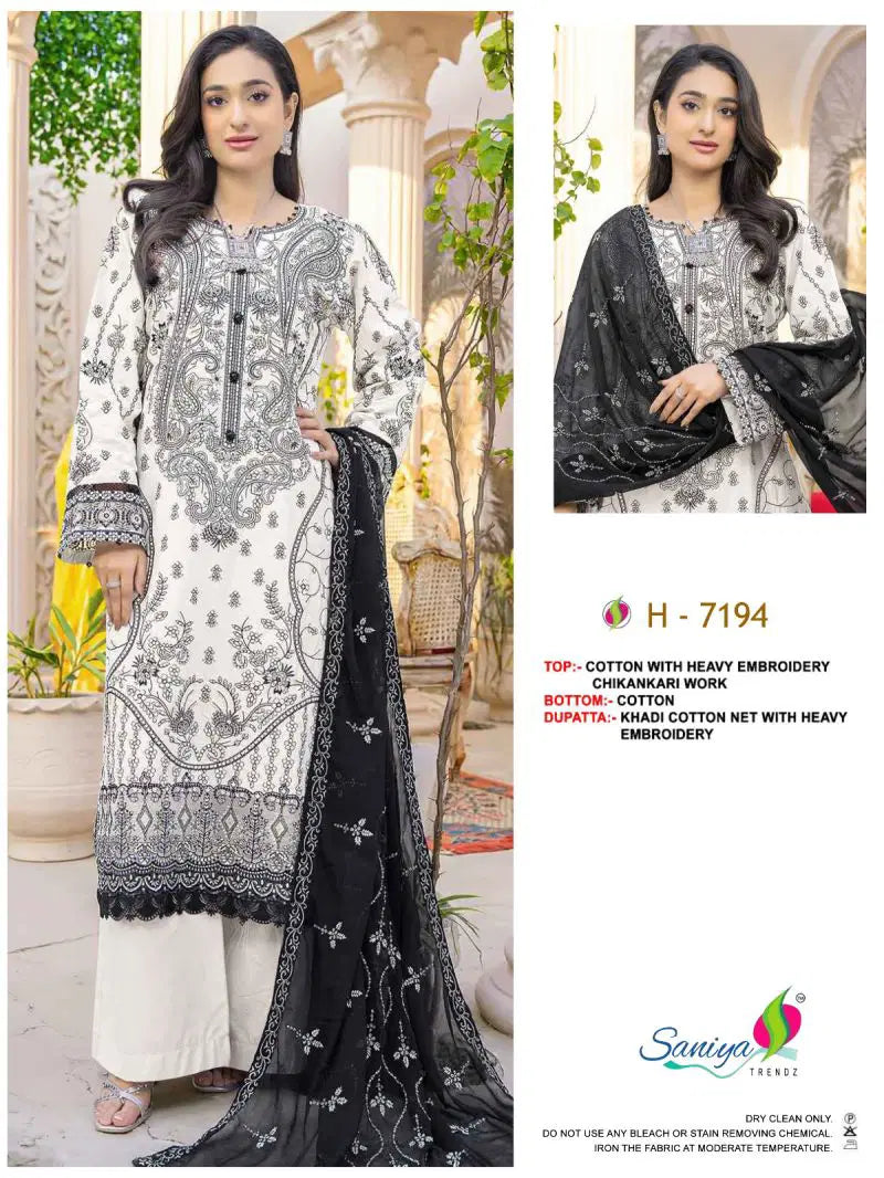 Saniya 7192 To 7194 Cotton Embroidered Salwar Kameez