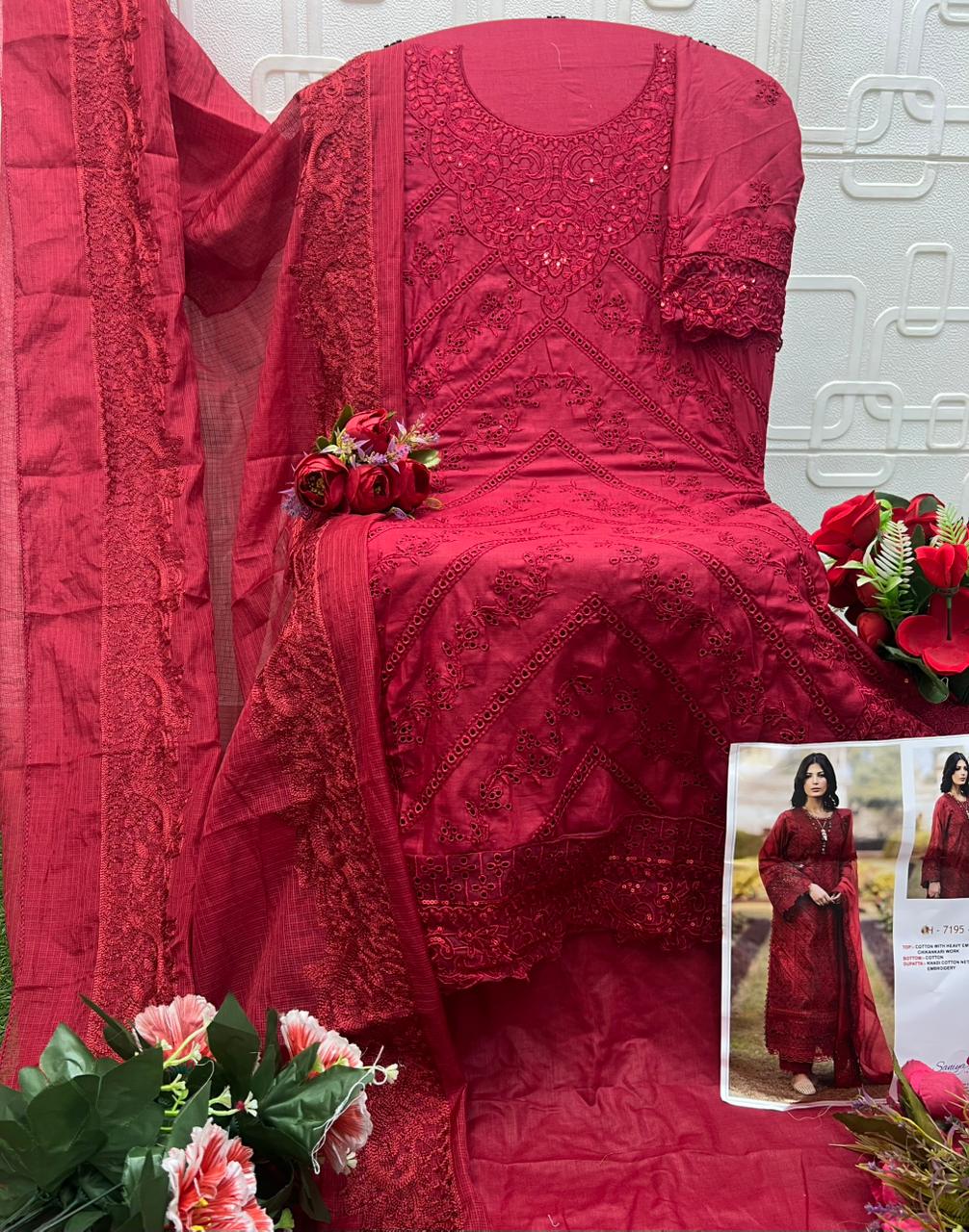 Saniya 7195 A And B Cotton Embroidered Salwar Kameez Collection
