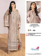 Saniya Crimson Luxury Lawn Vol 1 Cotton Embroidered Salwar Kameez