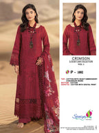 Saniya Crimson Luxury Lawn Vol 1 Cotton Embroidered Salwar Kameez