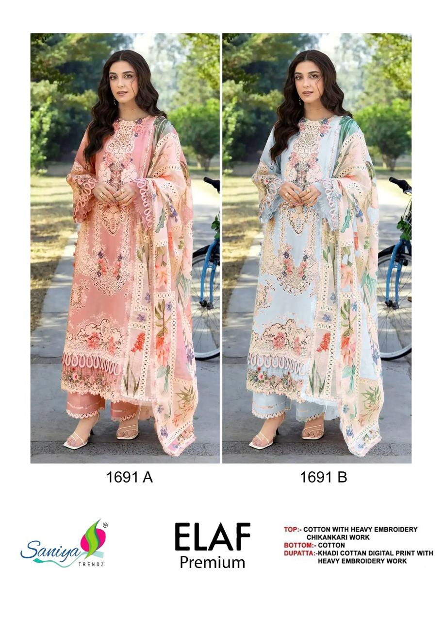 Saniya Elaf 1691 Cotton Embroidered Salwar Kameez