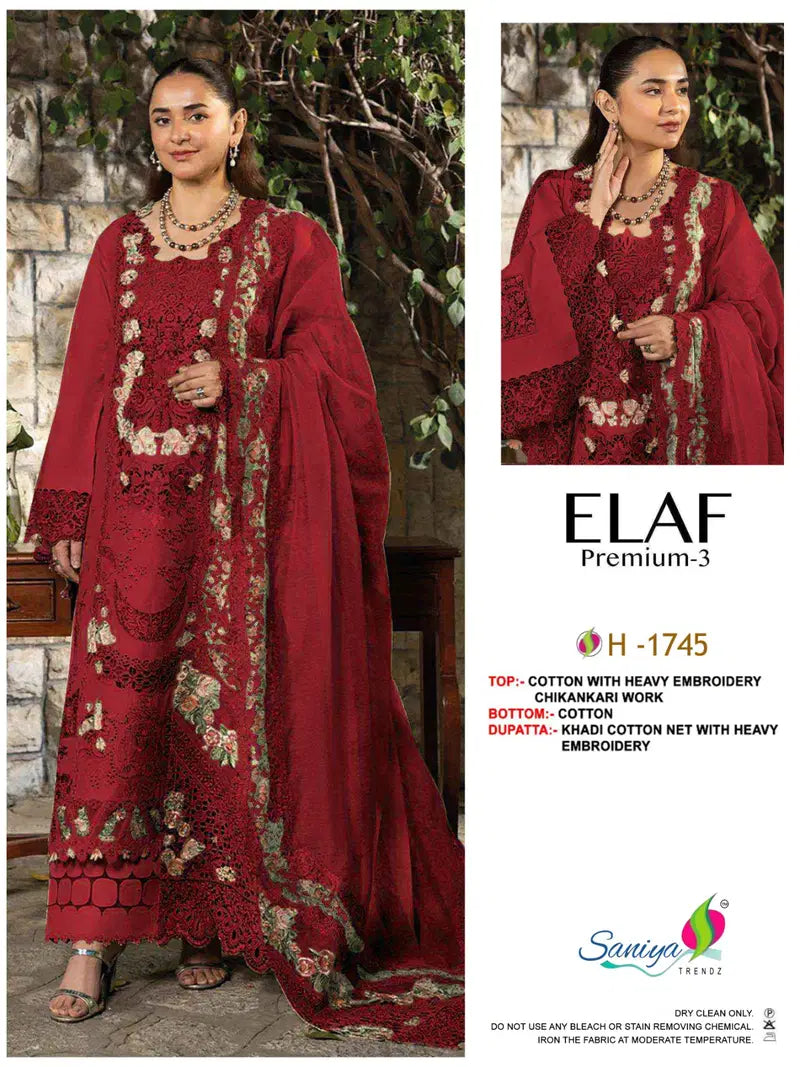 Saniya Elaf 1745 Cotton Embroidered Salwar Kameez