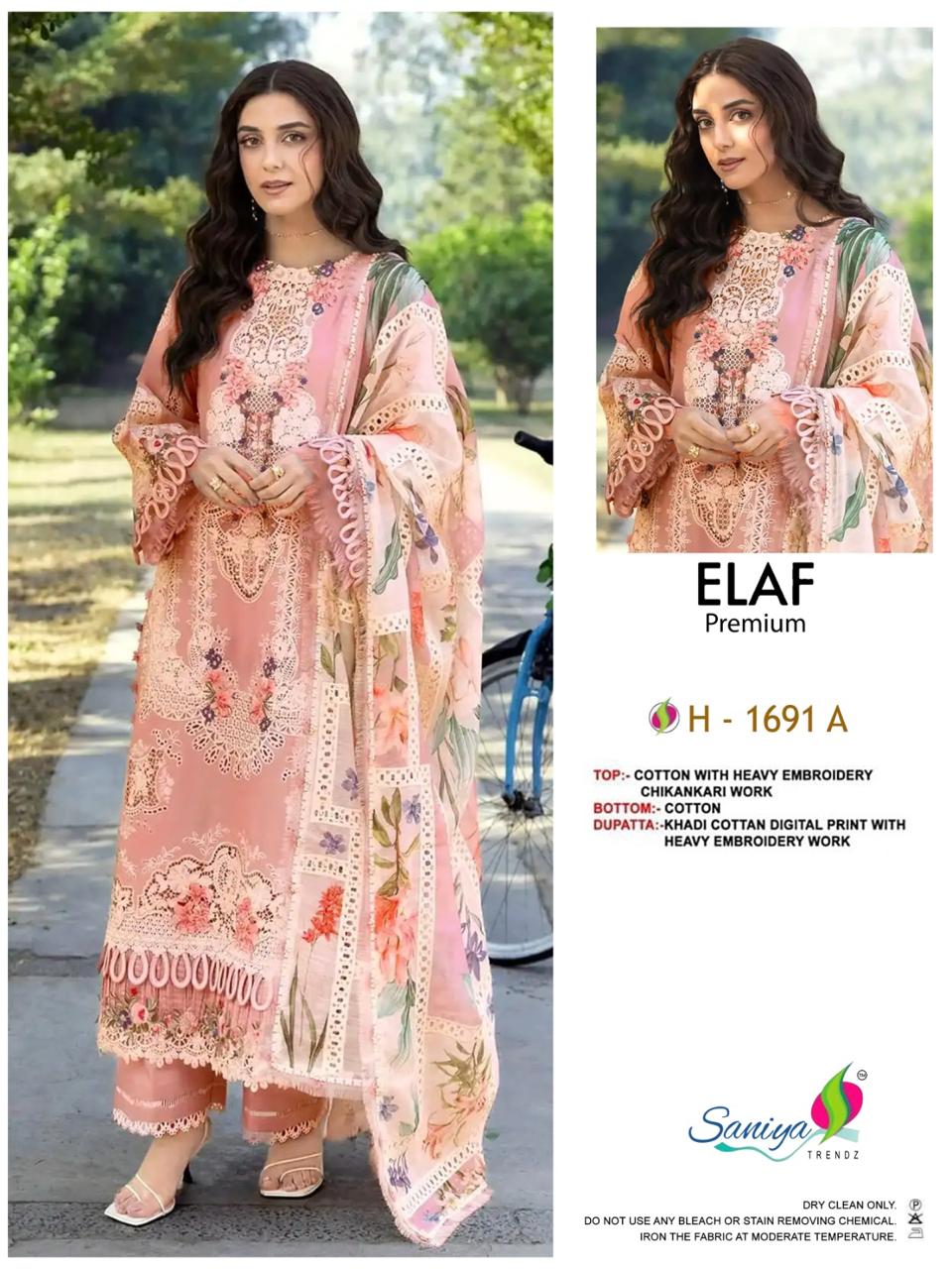 Saniya Elaf 1691 Cotton Embroidered Salwar Kameez