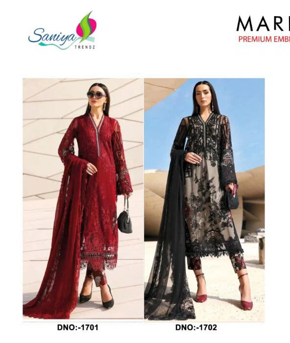 Saniya Maria B Premium Embroidered 3 Cotton With Chikankari Embroidered Salwar Kameez