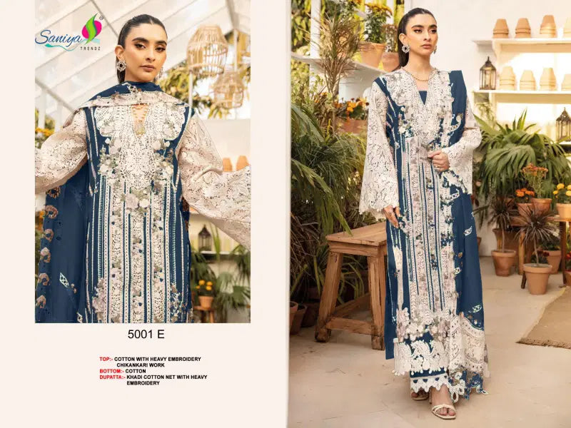 Saniya Ombre 5001 D To G Cotton With Chikankari Embroidered Salwar Kameez Collection