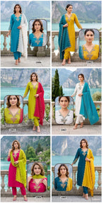 Seemi 1 Roman Silk Emroidered Kurti Pant With Dupatta