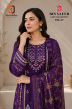 Sharaddha Bin Saeed Vol 17 Cotton With Self Embroidered Salwar Kameez