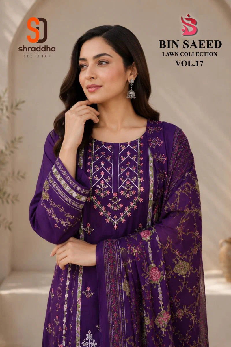 Sharaddha Bin Saeed Vol 17 Cotton With Self Embroidered Salwar Kameez