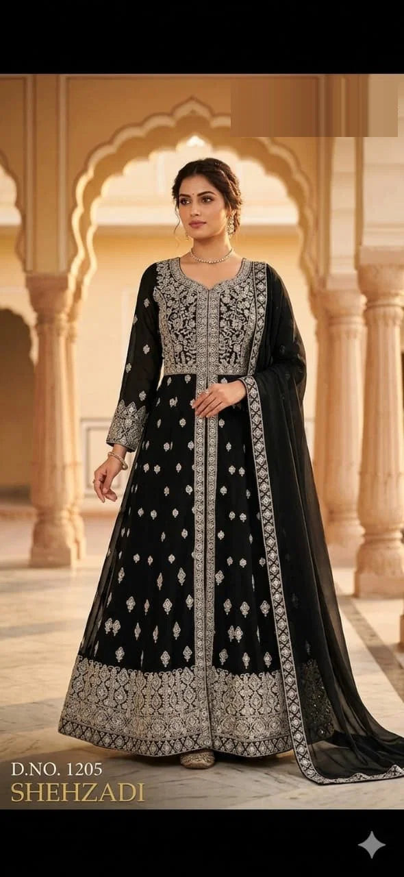 Shehzadi Ka 1205 Georgette Embroidered Gown With Dupatta