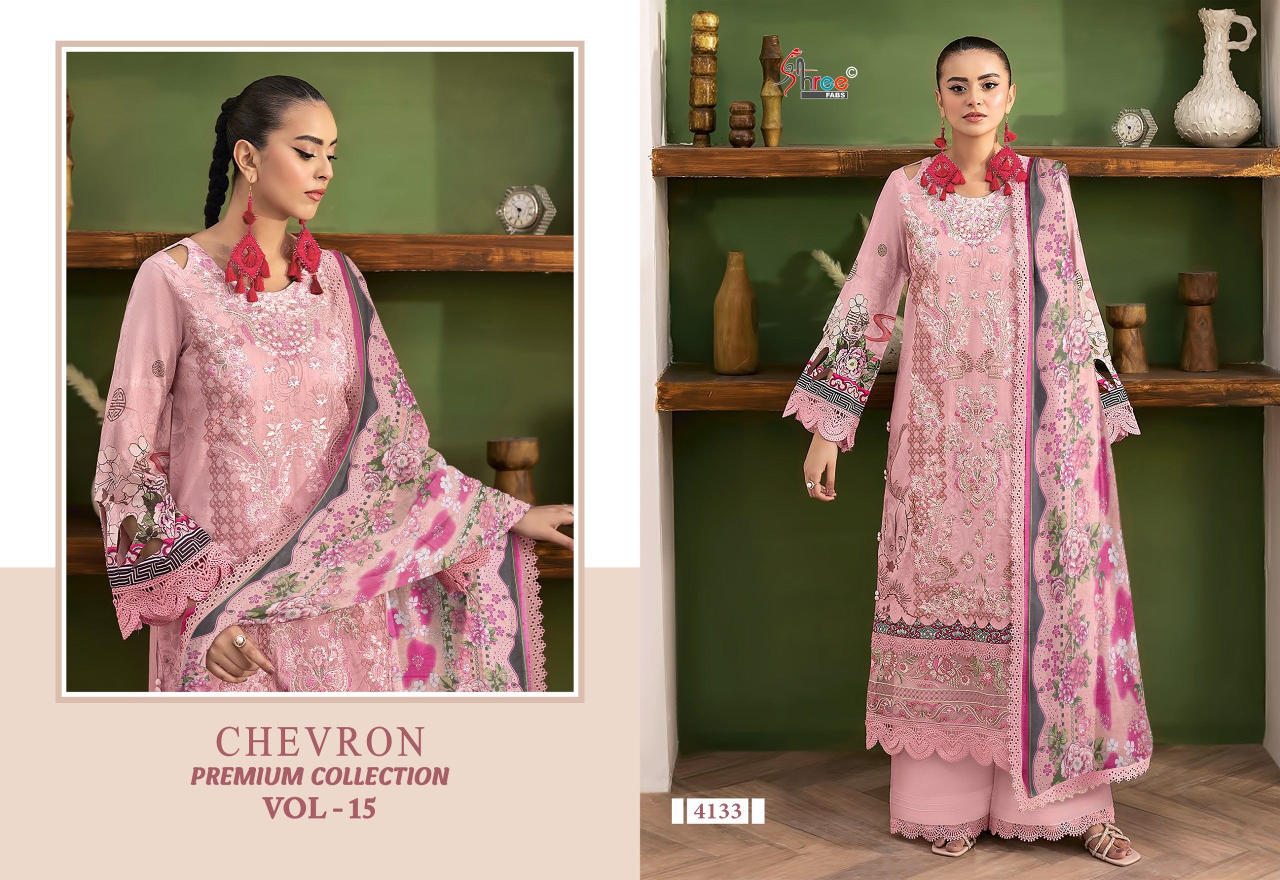 Shree Chevron Premium Collection Vol 15 Cotton Dupatta Pakistani Suit