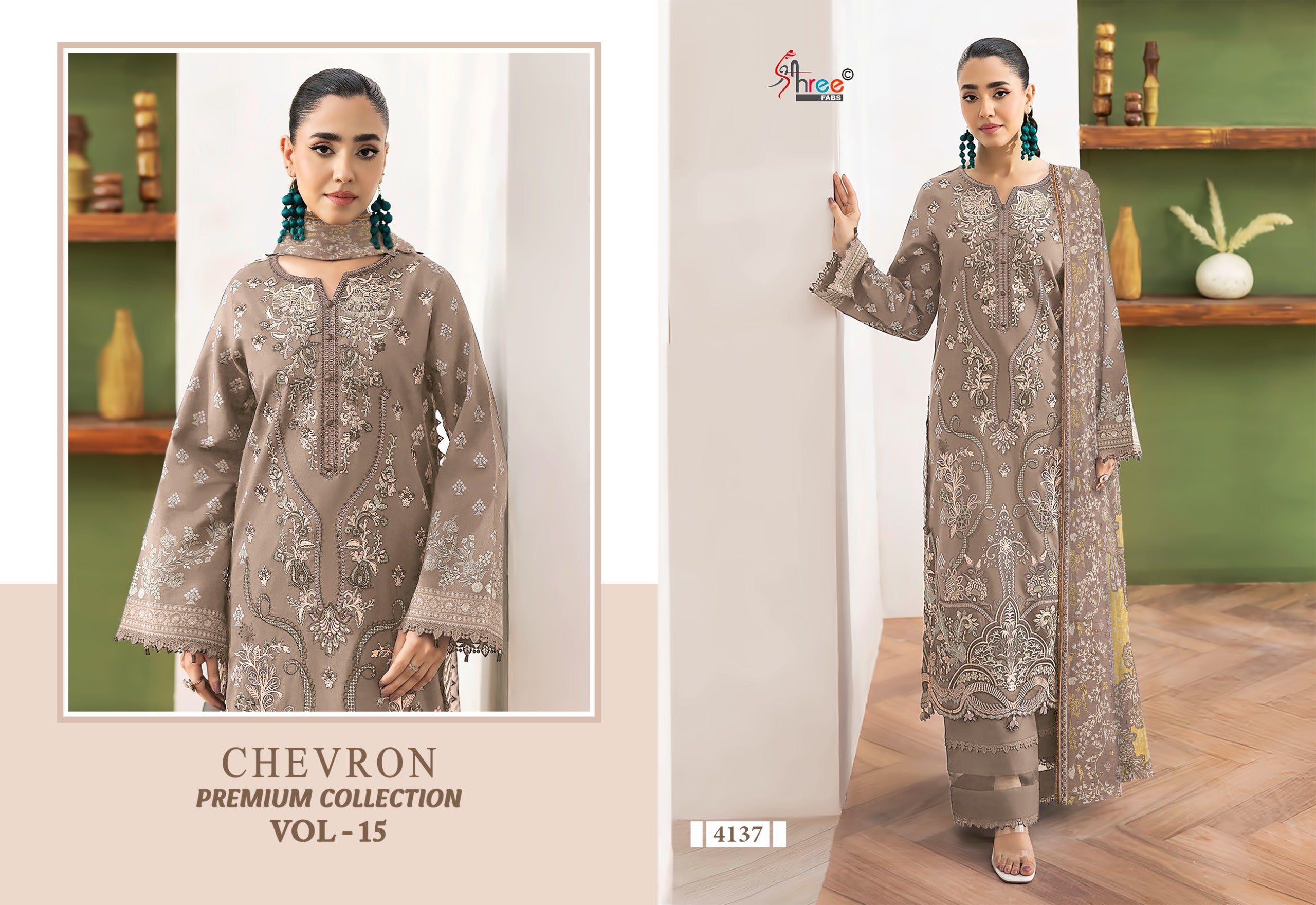 Shree Chevron Premium Collection Vol 15 Cotton Dupatta Pakistani Suit