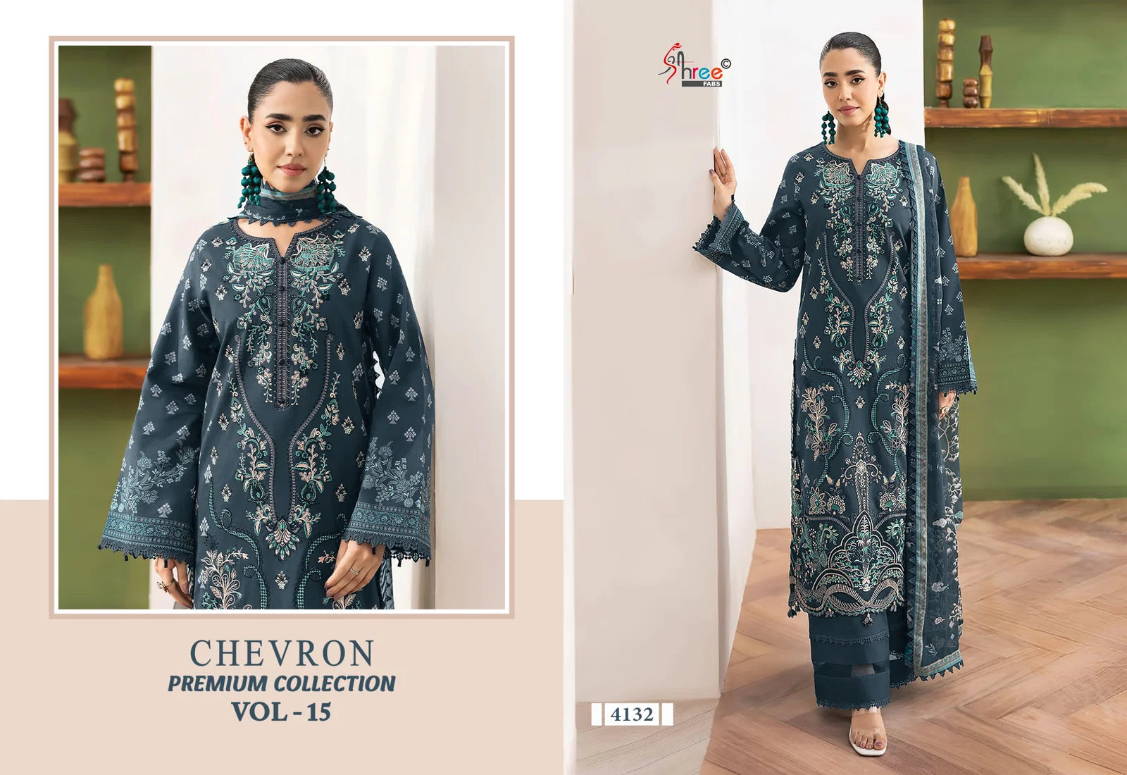 Shree Chevron Premium Collection Vol 15 Cotton Dupatta Pakistani Suit