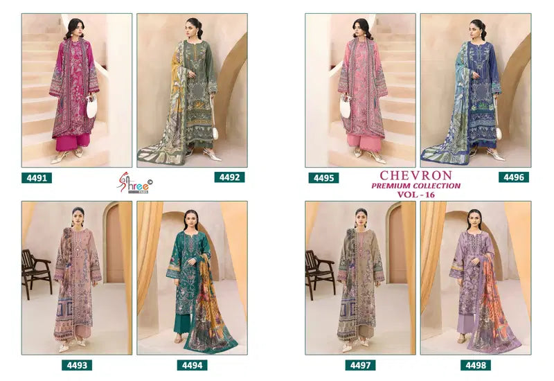 Shree Chevron Premium Collection Vol 16 Cotton Dupatta Pakistani Suit Full Catalog available at wholesale rate.