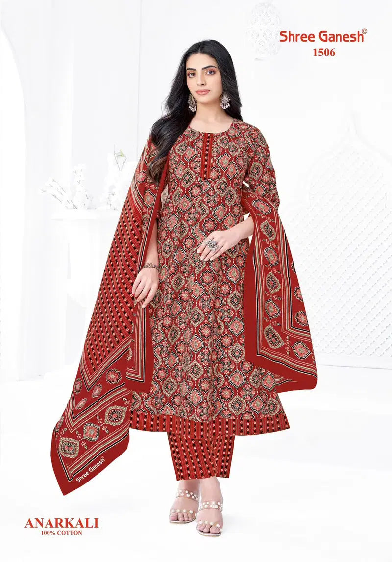 Shree Ganesh Zeenat Vol 5 Cotton Printed Anarkali Kurti Pant With Dupatta