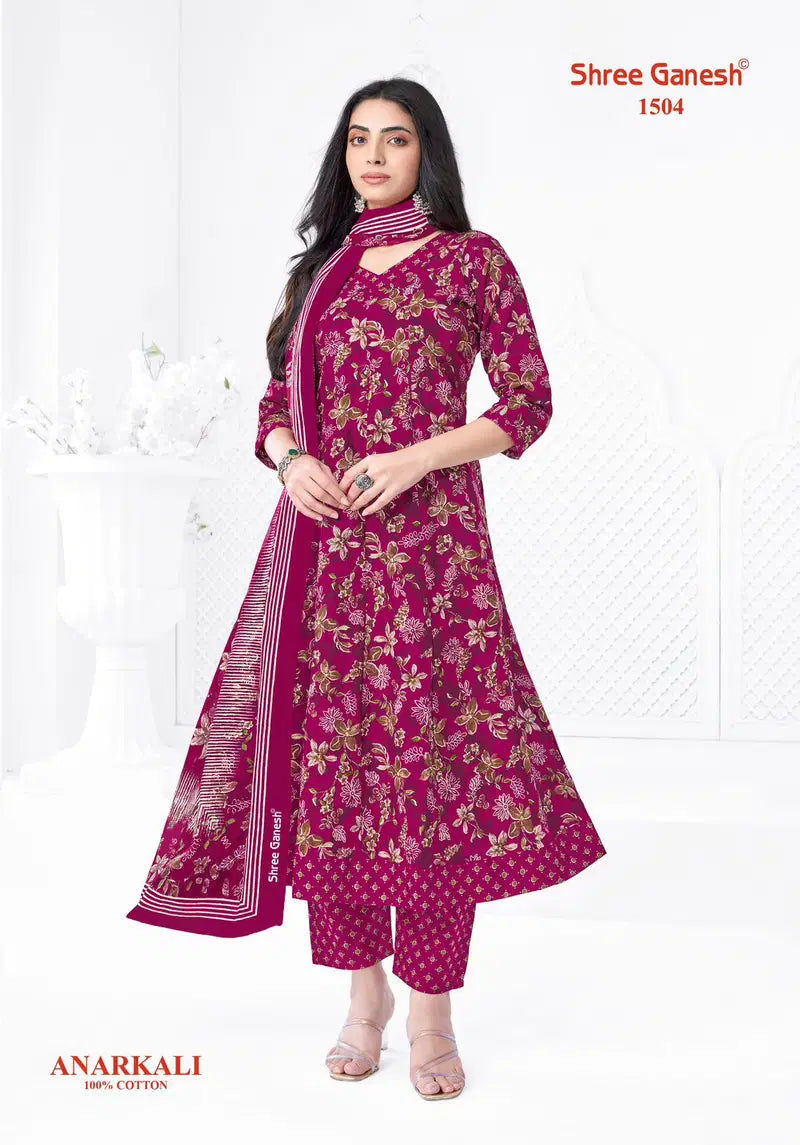 Shree Ganesh Zeenat Vol 5 Cotton Printed Anarkali Kurti Pant With Dupatta