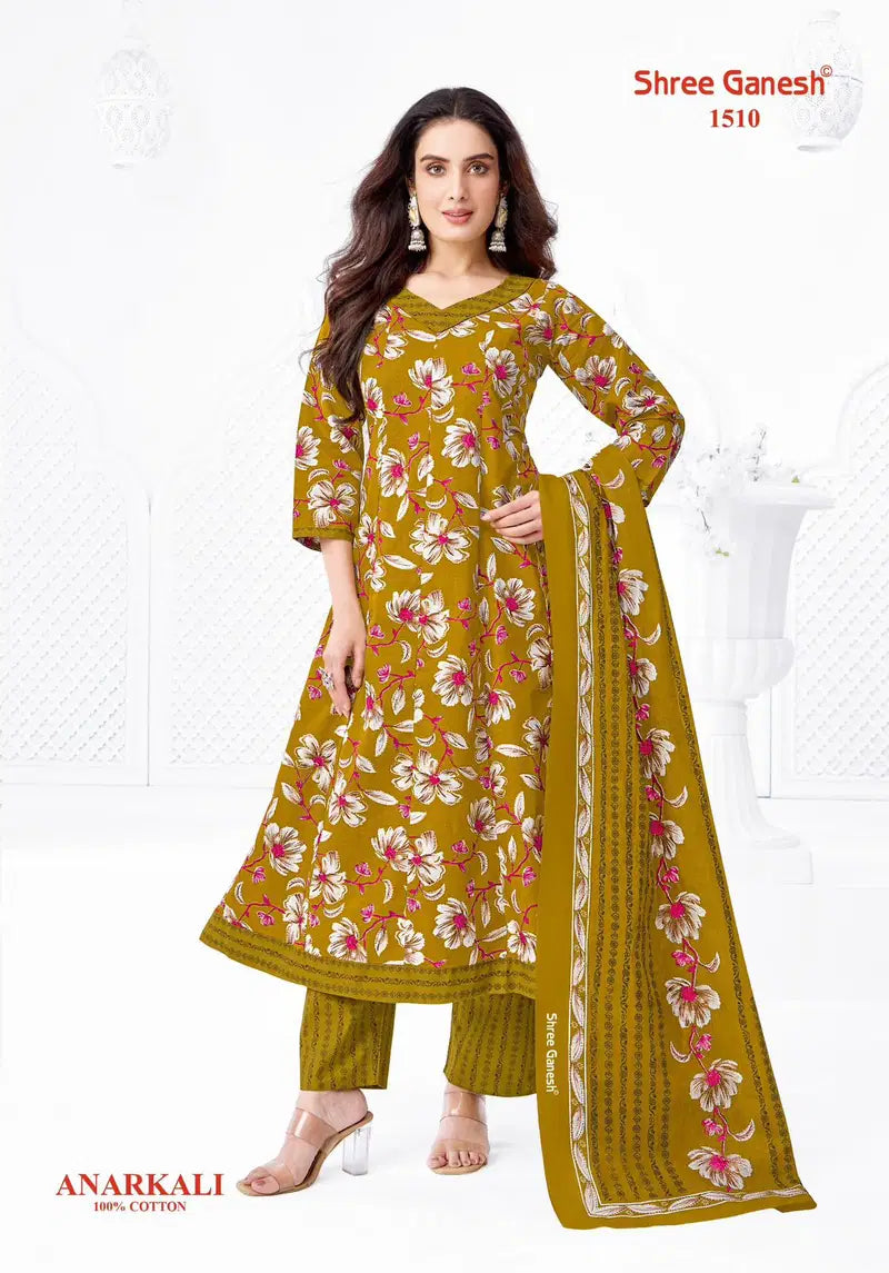 Shree Ganesh Zeenat Vol 5 Cotton Printed Anarkali Kurti Pant With Dupatta