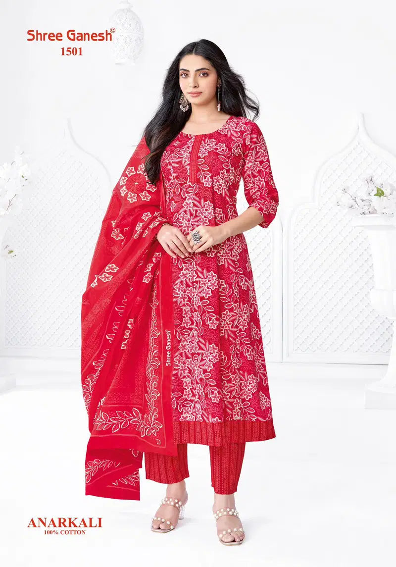 Shree Ganesh Zeenat Vol 5 Cotton Printed Anarkali Kurti Pant With Dupatta