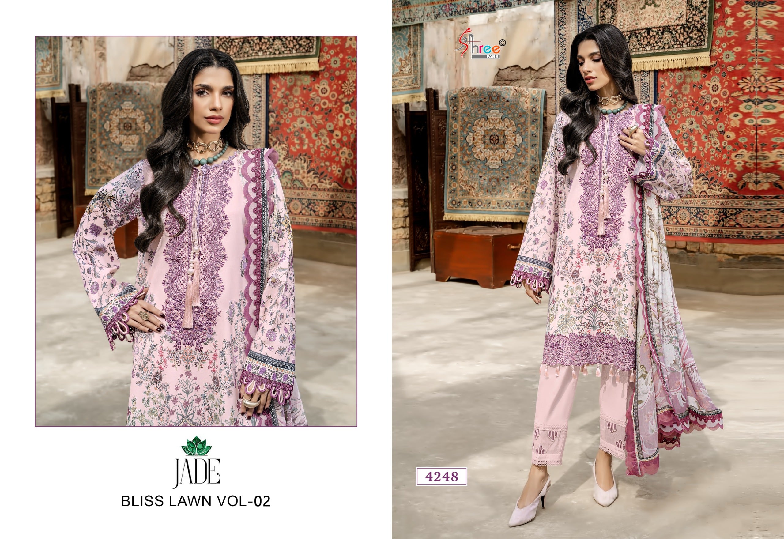 Shree Jade Bliss Lawn Vol 2 Chiffon Dupatta Cotton Printed Salwar Kameez