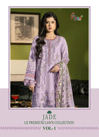 Shree Jade Le Premium Lawn Collection Vol 1 Chiffon Dupatta Cotton Salwae Kameez