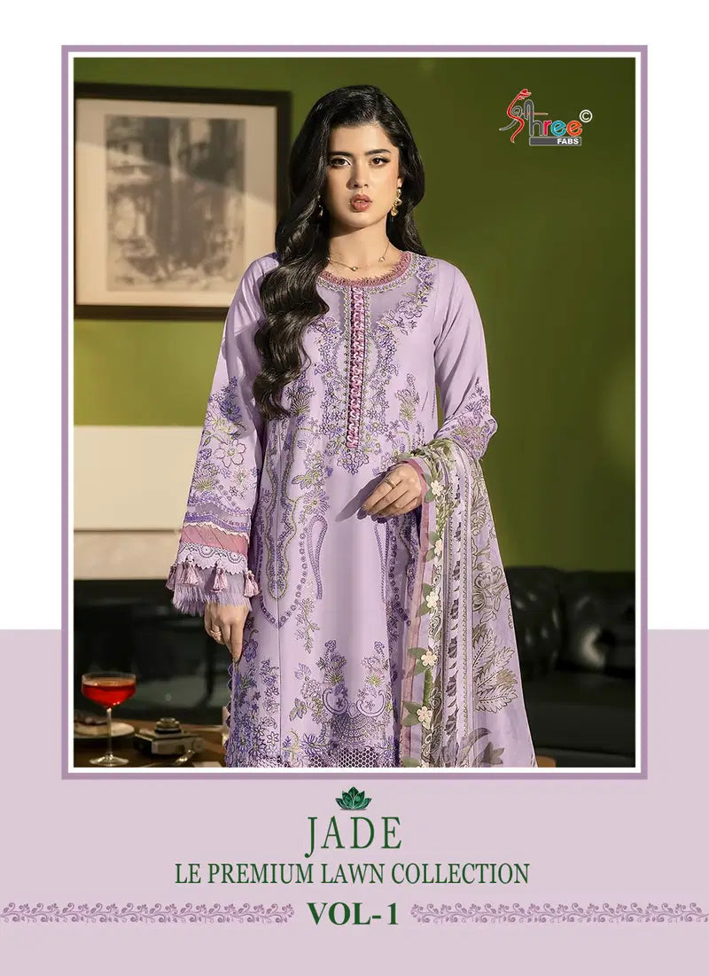 Shree Jade Le Premium Lawn Collection Vol 1 Chiffon Dupatta Cotton Salwae Kameez