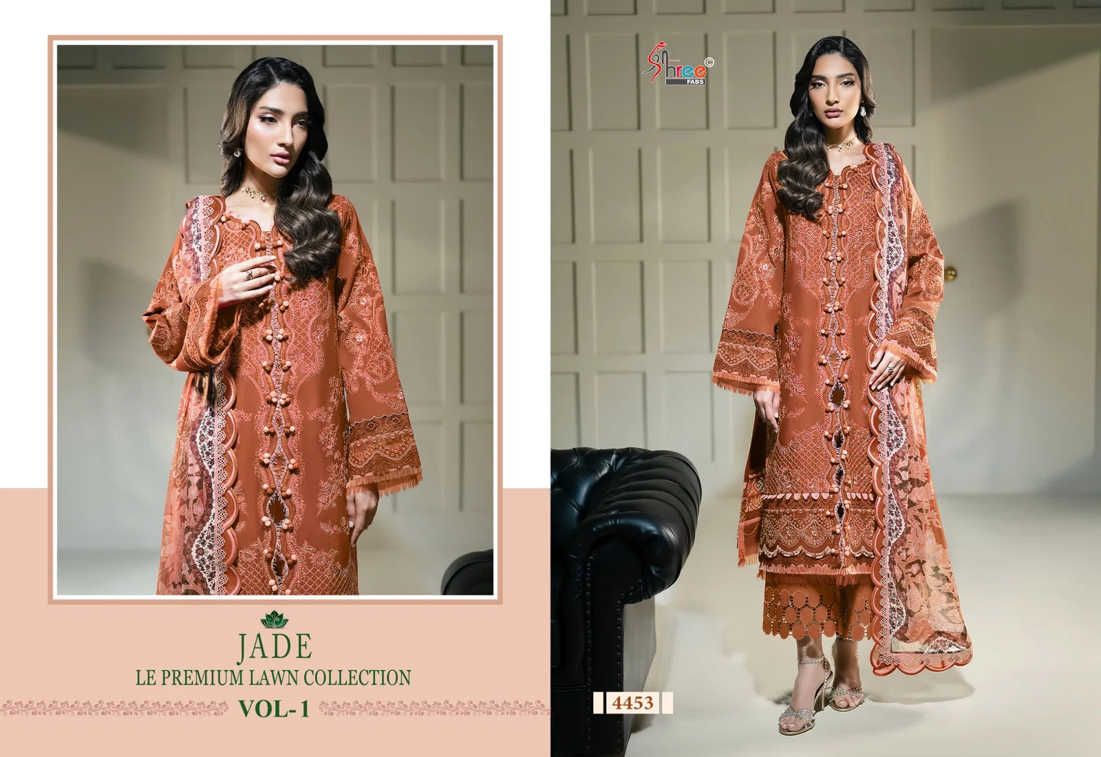Shree Jade Le Premium Lawn Collection Vol 1 Chiffon Dupatta Cotton Salwae Kameez