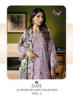 Shree Jade Le Premium Lawn Collection Vol 2 Cotton Dupatta Cotton Salwae Kameez