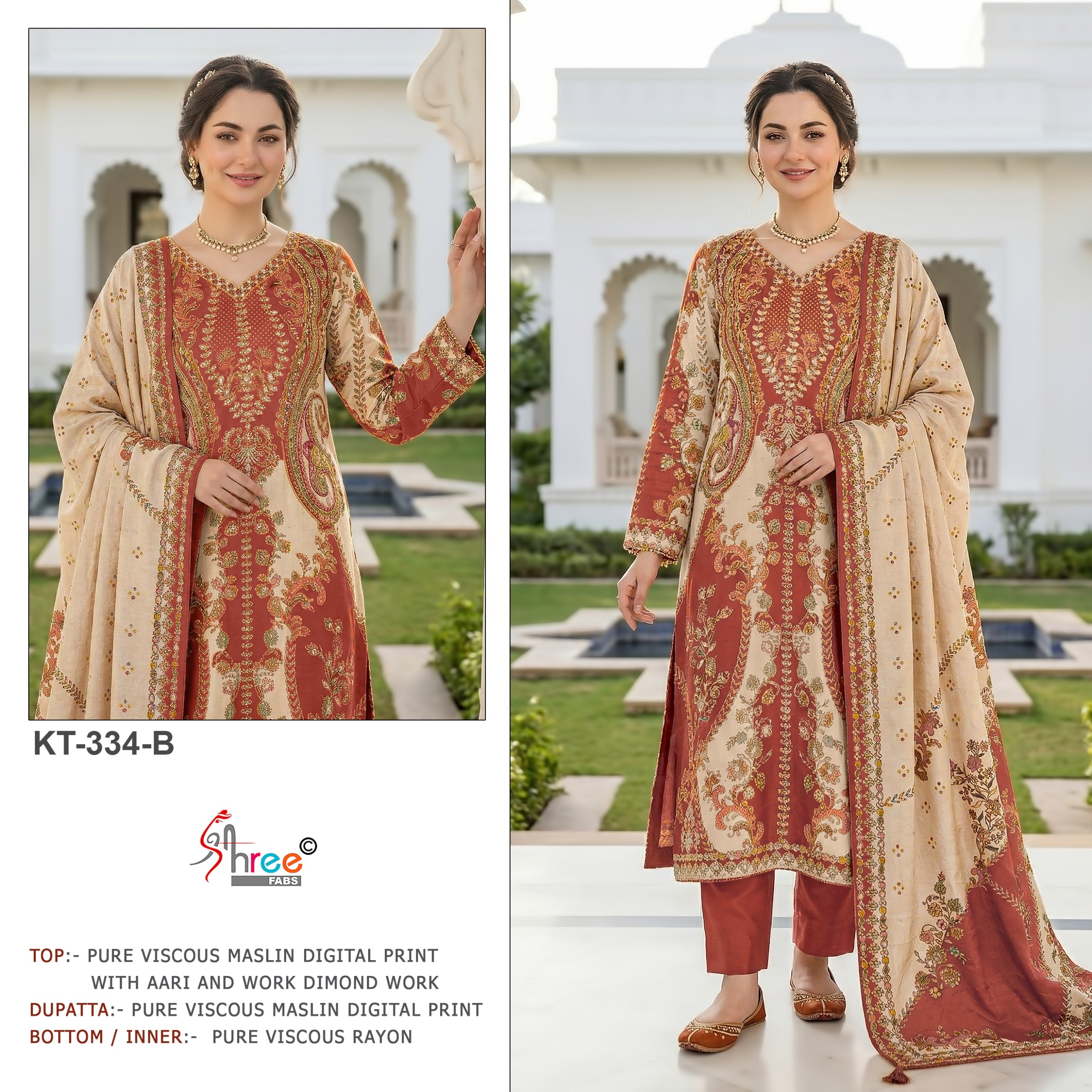 Shree Kt 334 Viscose Maslin Digital Printed Salwar Kameez