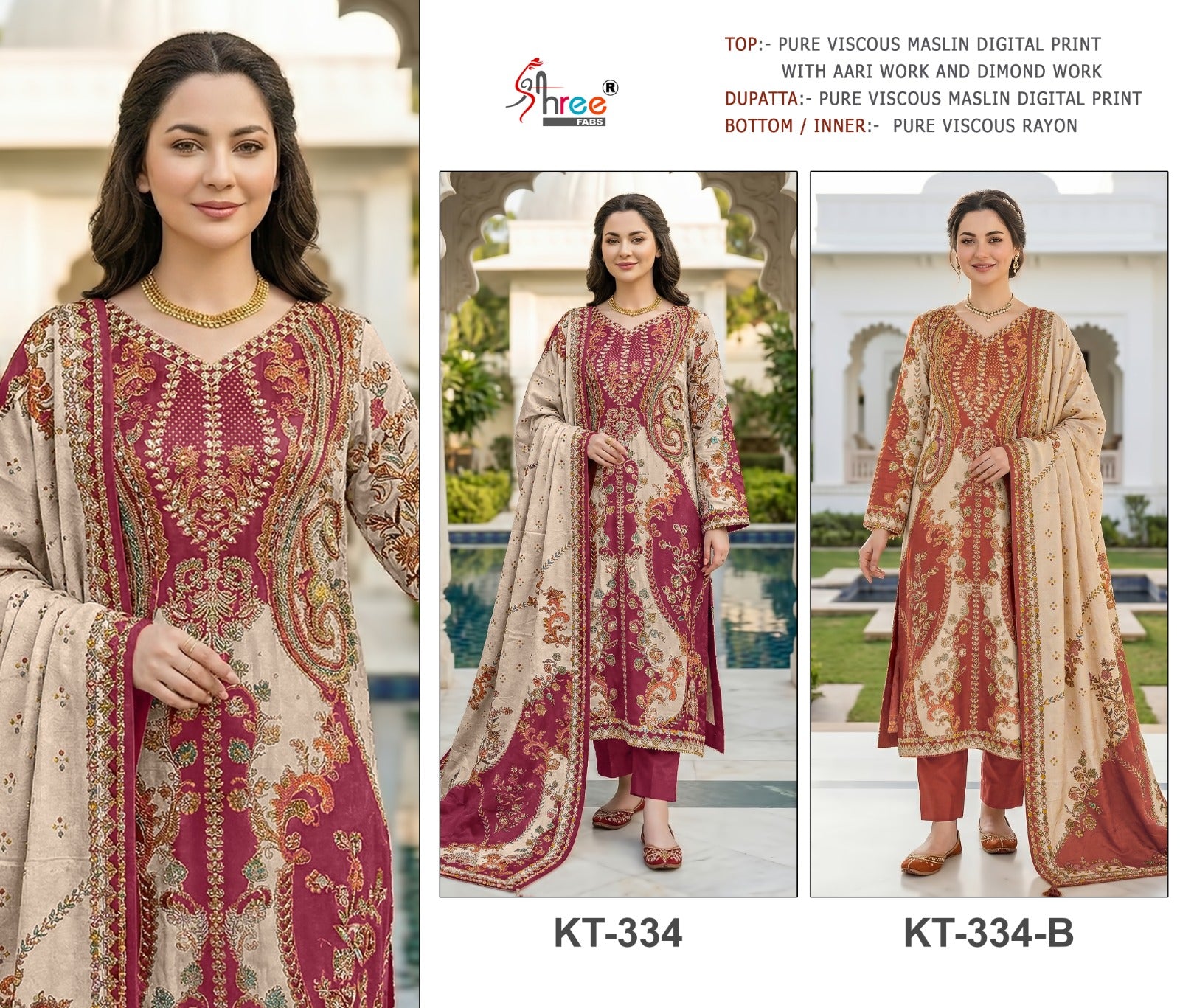 Shree Kt 334 Viscose Maslin Digital Printed Salwar Kameez