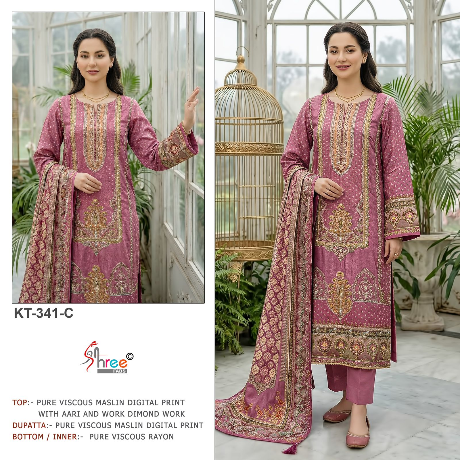 Shree Kt 341 Viscose Maslin Digital Printed Salwar Kameez