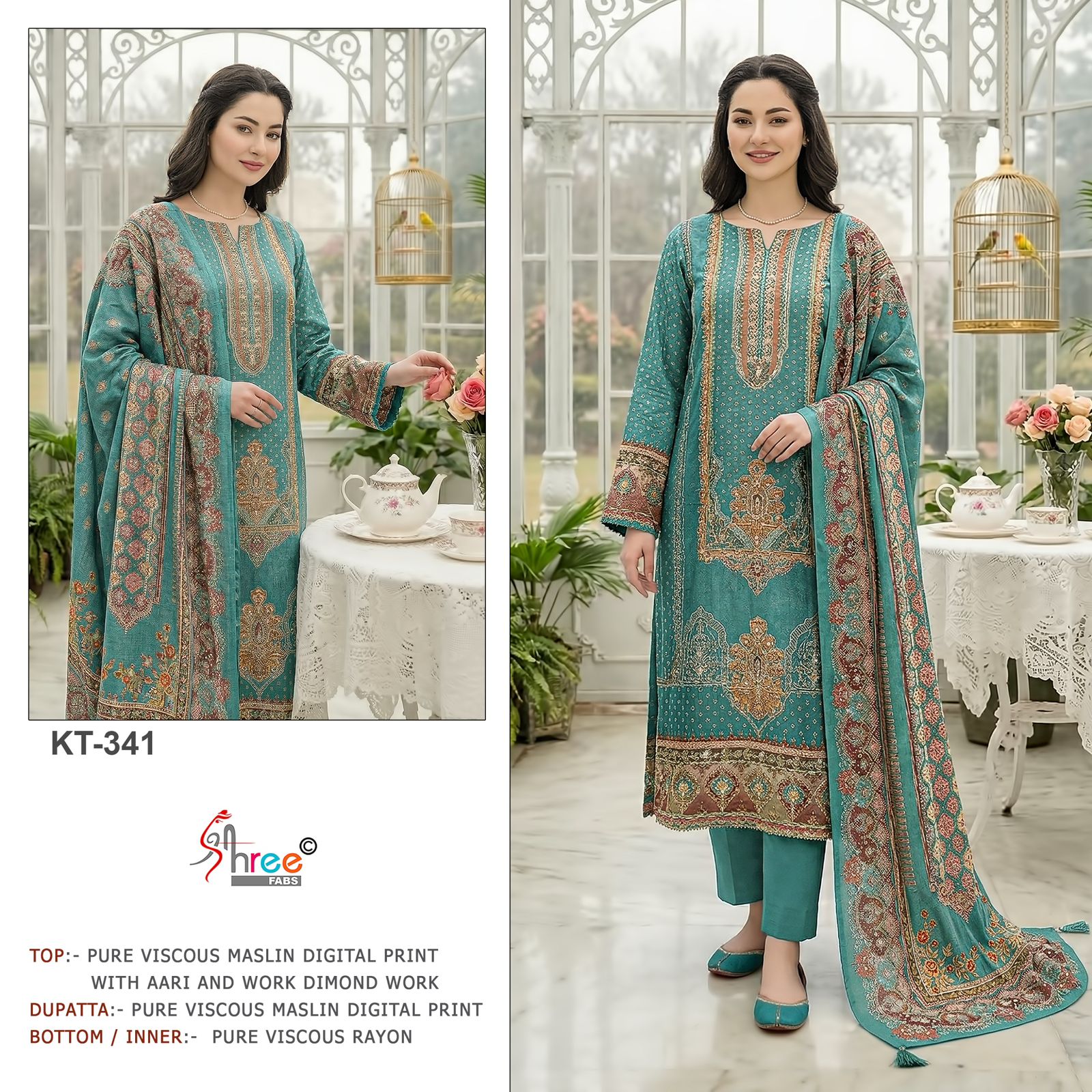 Shree Kt 341 Viscose Maslin Digital Printed Salwar Kameez