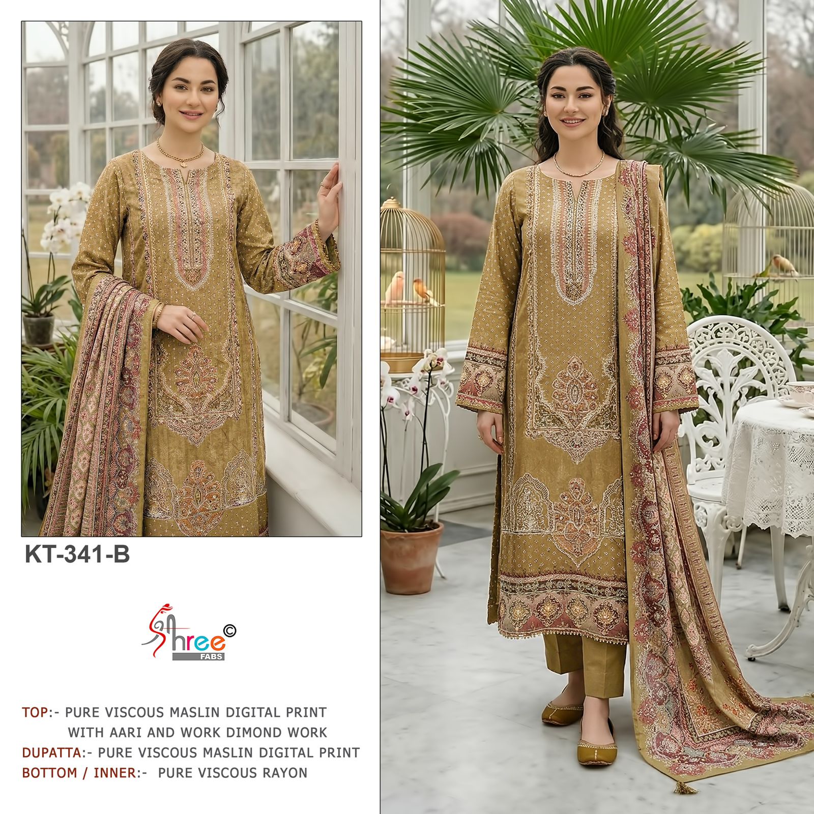 Shree Kt 341 Viscose Maslin Digital Printed Salwar Kameez