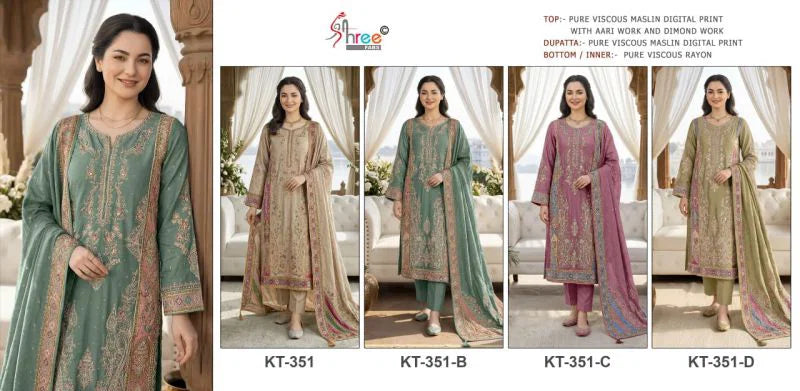 Shree Kt 351 A To D Viscose Digital Printed Salwar Kameez