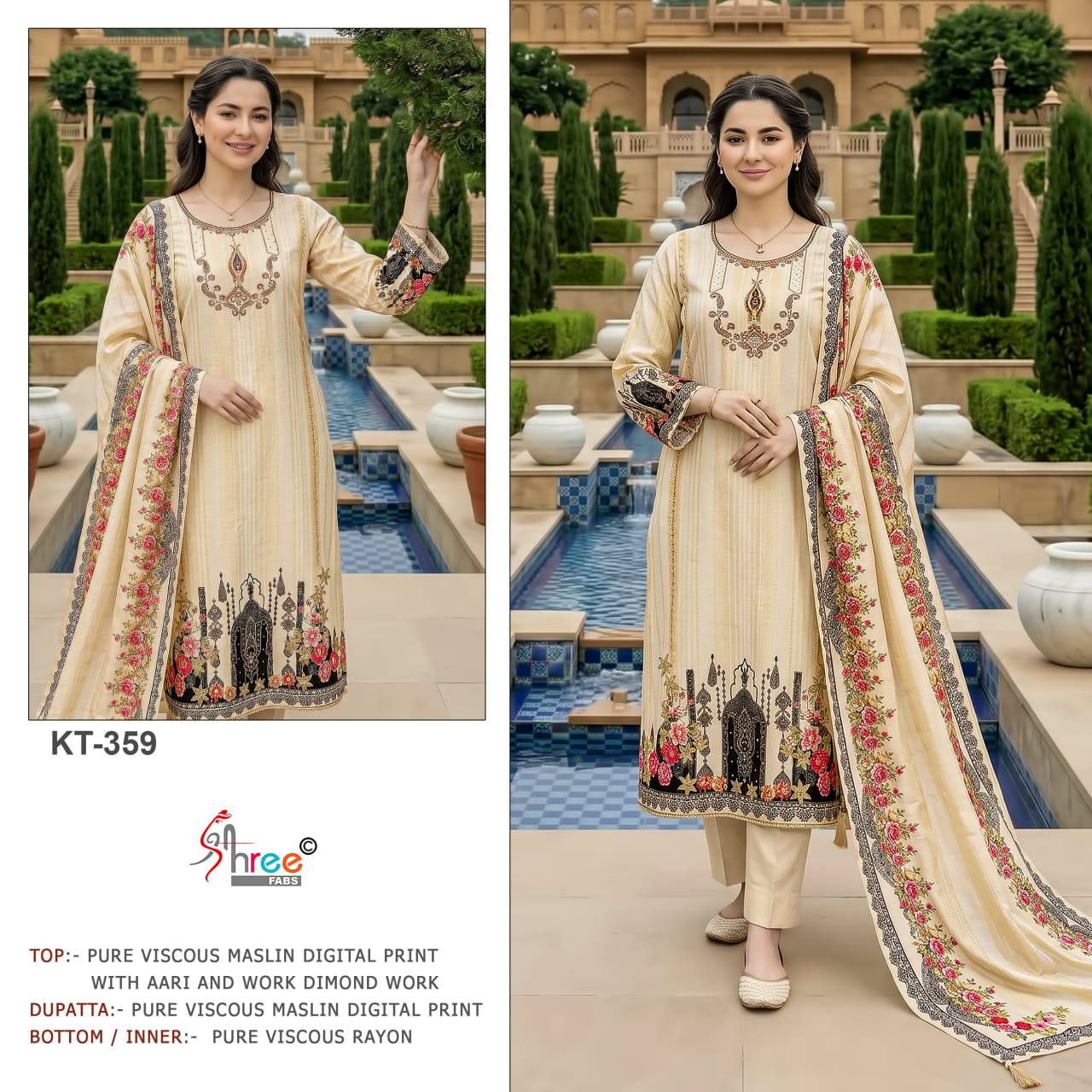 Shree Kt 359 Viscose Muslin Digital Printed Salwar Kameez
