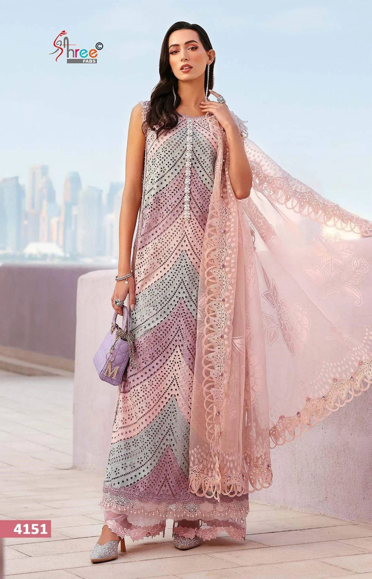 Shree Maria B Hits Vol 1 Chiffon Dupatta Cotton Embroidered Salwar Kameez