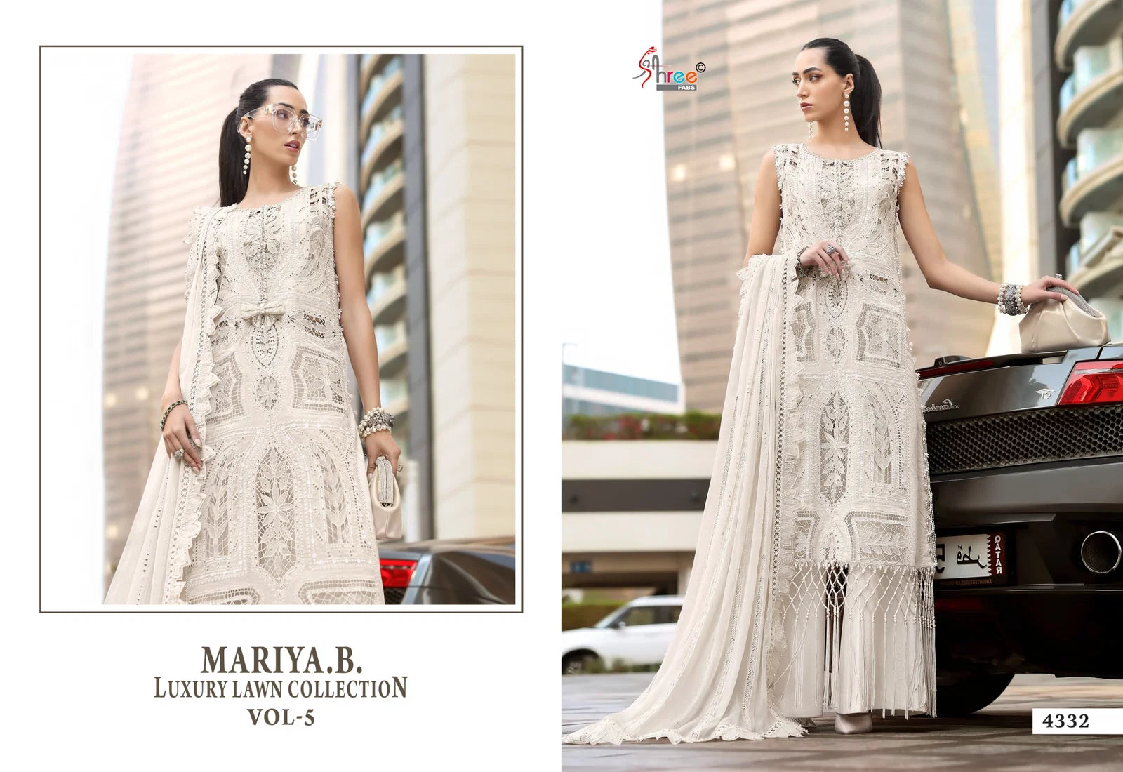 Shree Maria B Luxury Lawn Collection Vol 5 Kota Doriya Dupatta Cotton Salwar Kameez