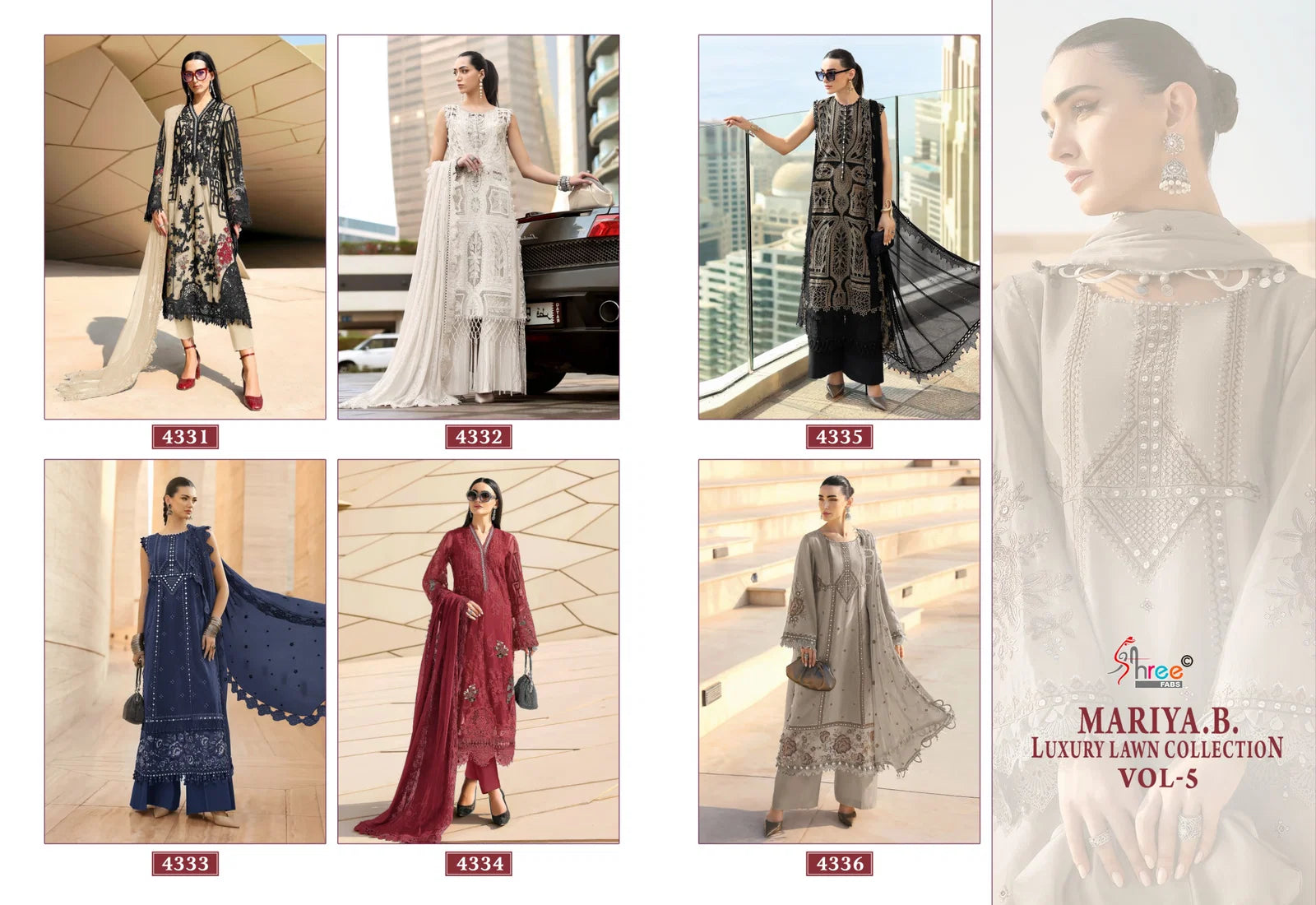 Shree Maria B Luxury Lawn Collection Vol 5 Kota Doriya Dupatta Cotton Salwar Kameez