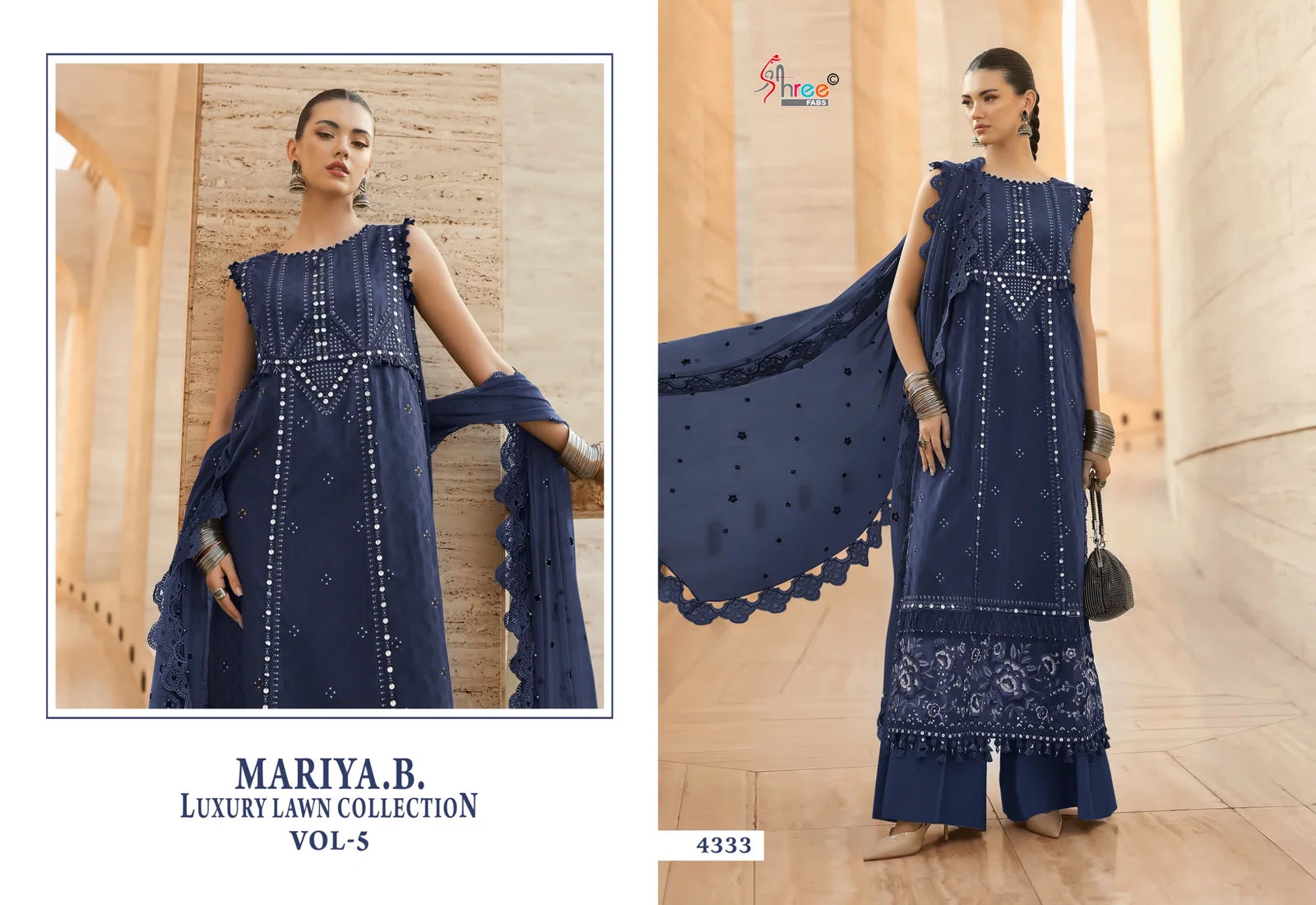 Shree Maria B Luxury Lawn Collection Vol 5 Kota Doriya Dupatta Cotton Salwar Kameez