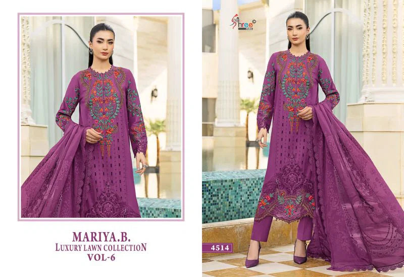 Shree Mariya B Luxury Lawn Collection Vol 6 Cotton Dupatta Cotton Embroidered Salwar Kameez