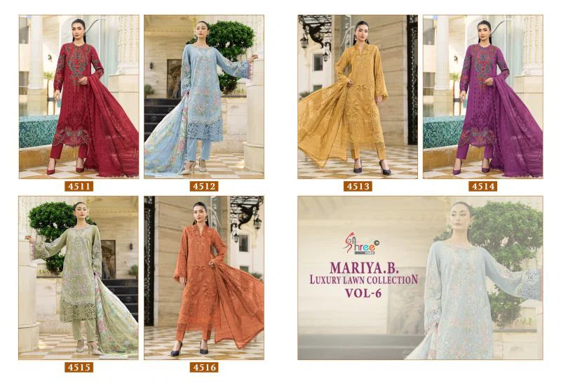 Shree Mariya B Luxury Lawn Collection Vol 6 Cotton Dupatta Cotton Embroidered Salwar Kameez