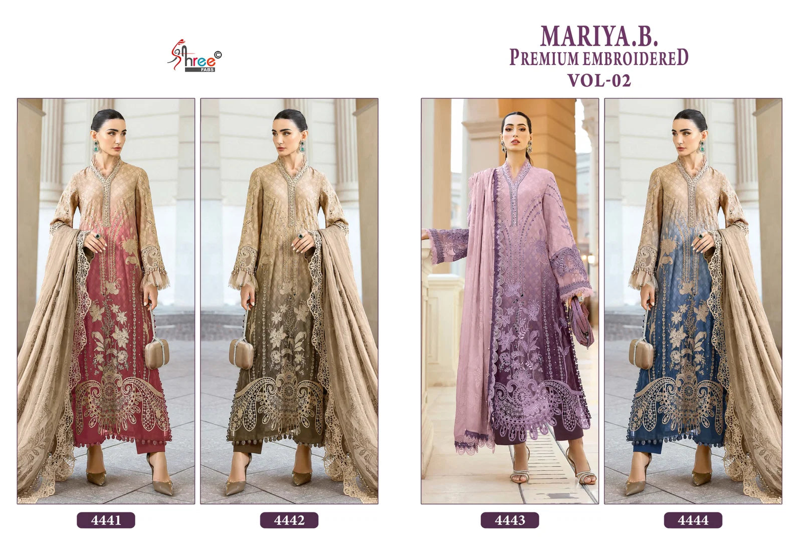 Shree Mariya B Premium Embroidered Vol 2 Chiffon Dupatta Pakistani Salwar Suit