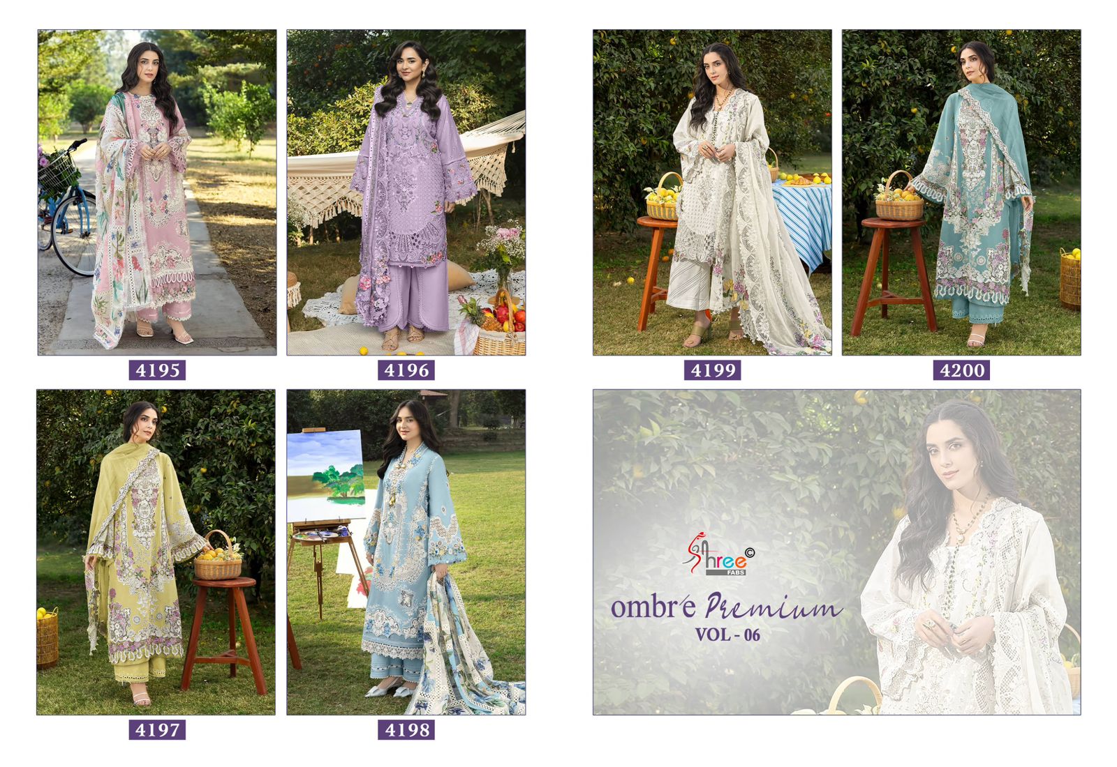 Shree Ombre 4195 To 4200 Cotton Dupatta Cotton Pakistani Suit