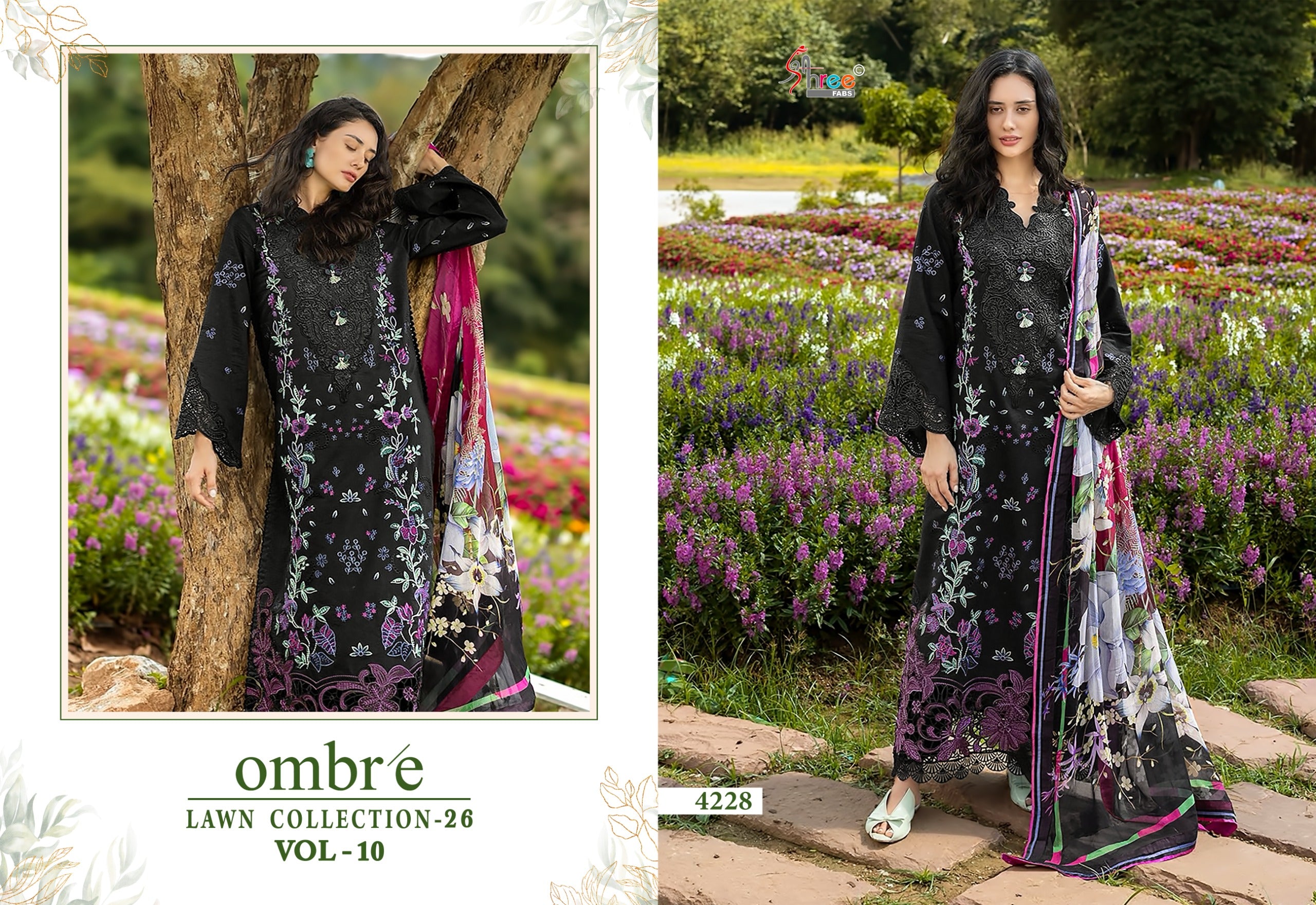 Shree Ombre Lawn Collection 26 Vol 10 Cotton Dupatta Cotton Embroidered Pakistani Salwar Kameez