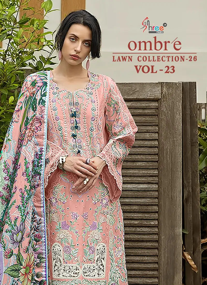 Shree Ombre Lawn Collection 26 Vol 23 Chiffon Dupatta Cotton Salwar Kameez