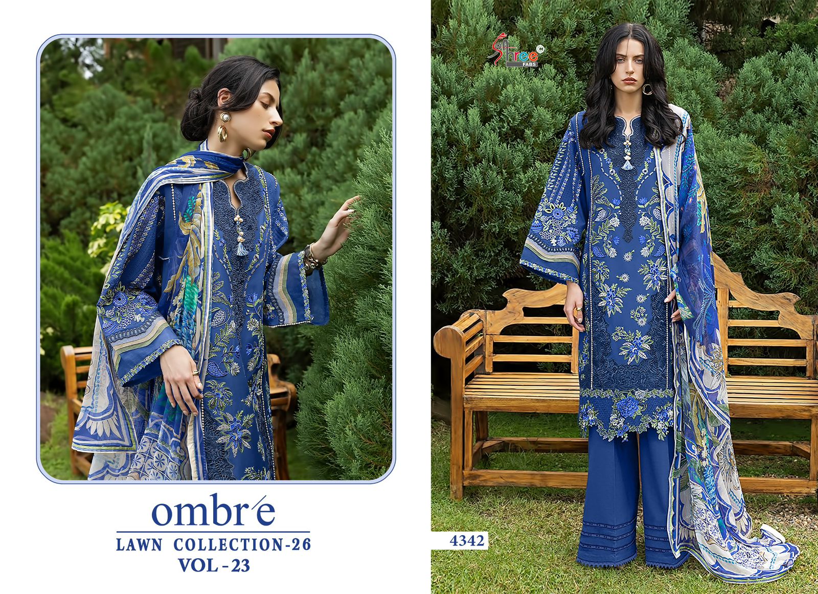 Shree Ombre Lawn Collection 26 Vol 23 Chiffon Dupatta Cotton Salwar Kameez