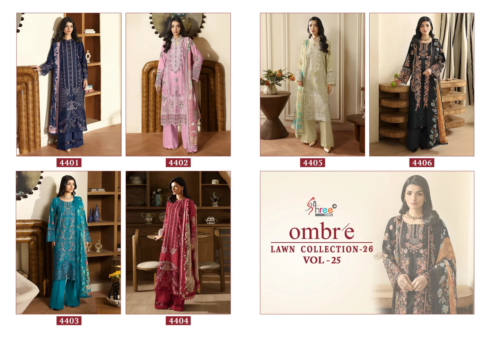 Shree Ombre Lawn Collection 26 Vol 25 Cotton Dupatta Cotton Salwar Kameez